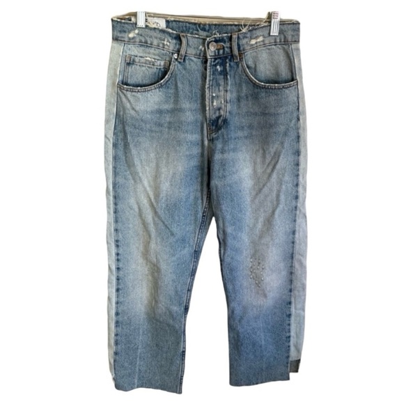 TRF Denim Zara IX’D Makers Denim Patchwork Upcycled Straight Leg Denim Jeans - Picture 1 of 10